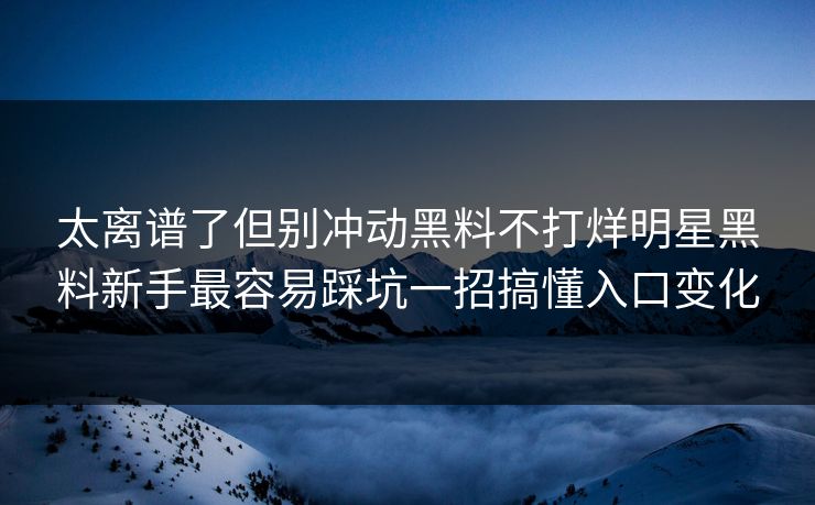 太离谱了但别冲动黑料不打烊明星黑料新手最容易踩坑一招搞懂入口变化