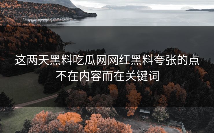 这两天黑料吃瓜网网红黑料夸张的点不在内容而在关键词